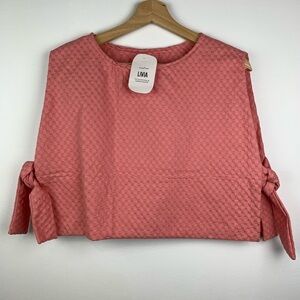 NWT Livia Top Recycled Materials Handmade Pink Textured One Size Boho Lagenlook